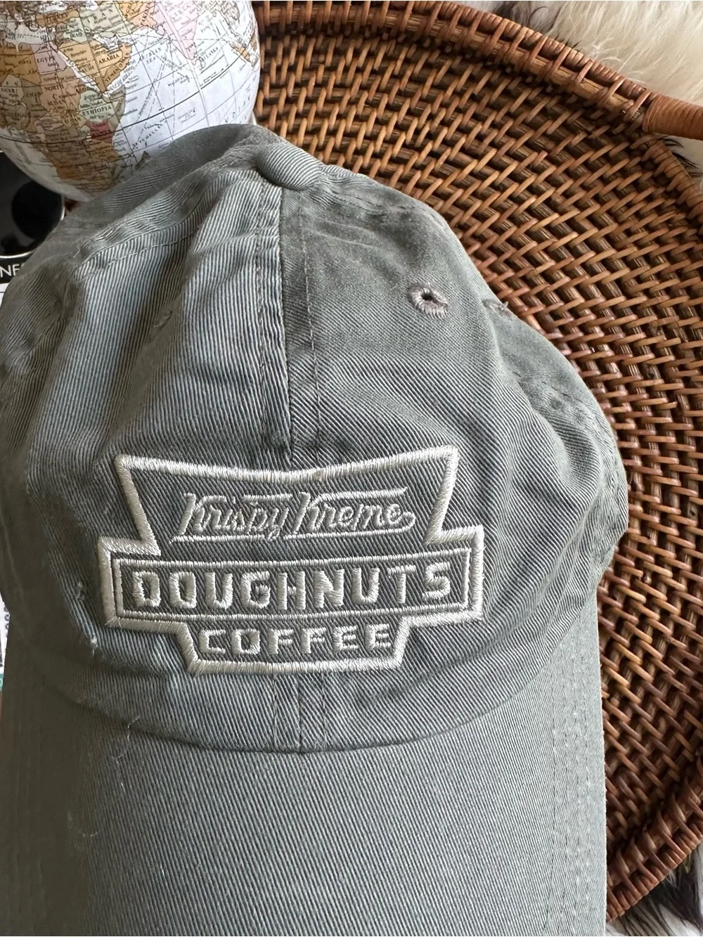 Krispy Kreme Doughnuts Coffee Olive Green Adjustable Baseball Cap